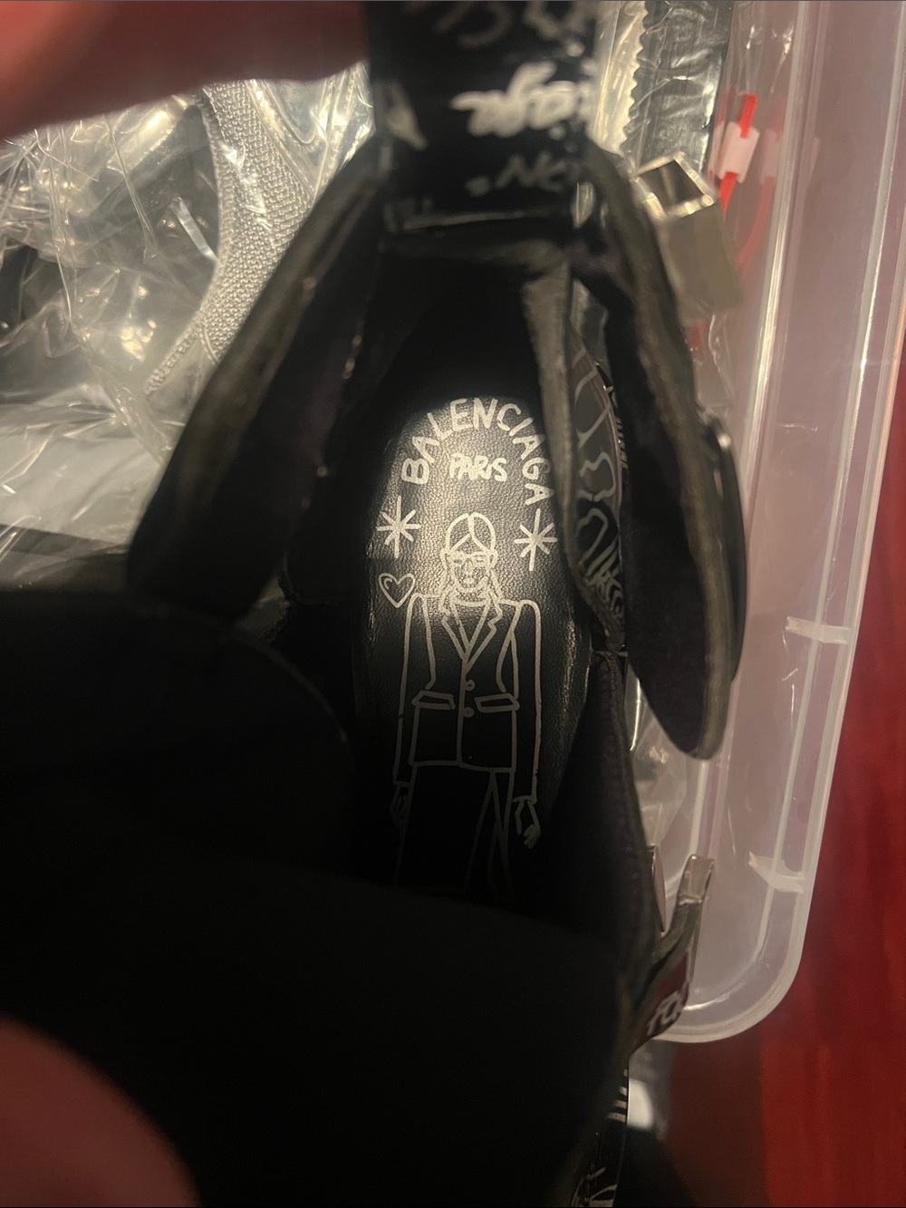 Balenciaga Black & White Graffiti Leather Ankle Shoes - Picture 11 of 12